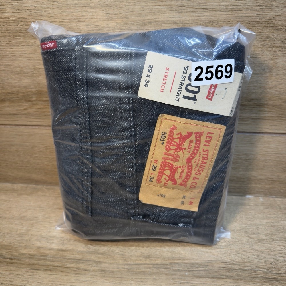 Levis 501 '93 Straight Jeans Mens 29x34 Dark Gray Stretch Button Fly Skater - Picture 12 of 12